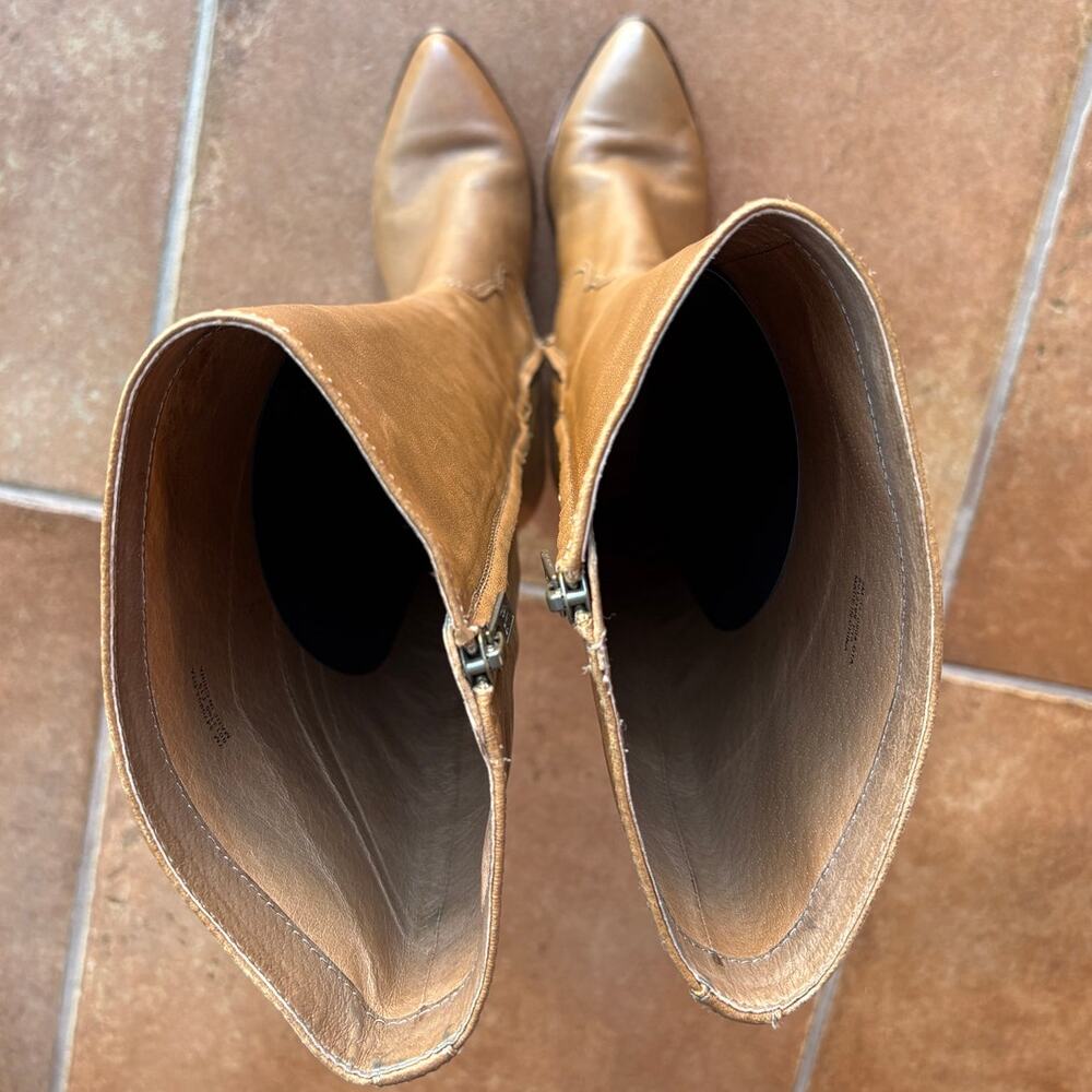 Frye Reed Inside Zip Tall Western Inspired Retro Knee Boots "Patchwork" Heels 7 - Picture 5 of 16